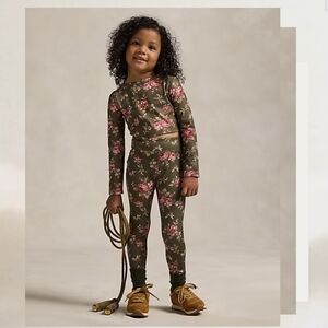 Polo by Ralph Lauren Gray and Kahki Performance Tee And Legging Set